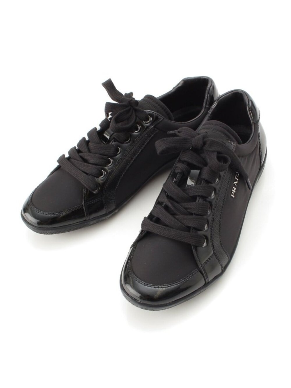 Prada Sports Patent Nylon Logo Sneakers Black